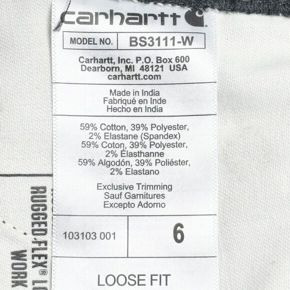 Carhartt Women's Rugged Flex Black Canvas Work Shorts Size 6 NWT 10" Inseam - Picture 8 of 12